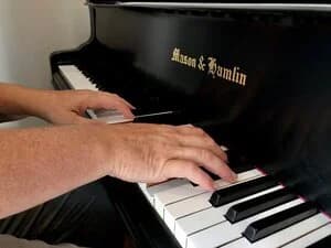 Piano studio with lesson materials